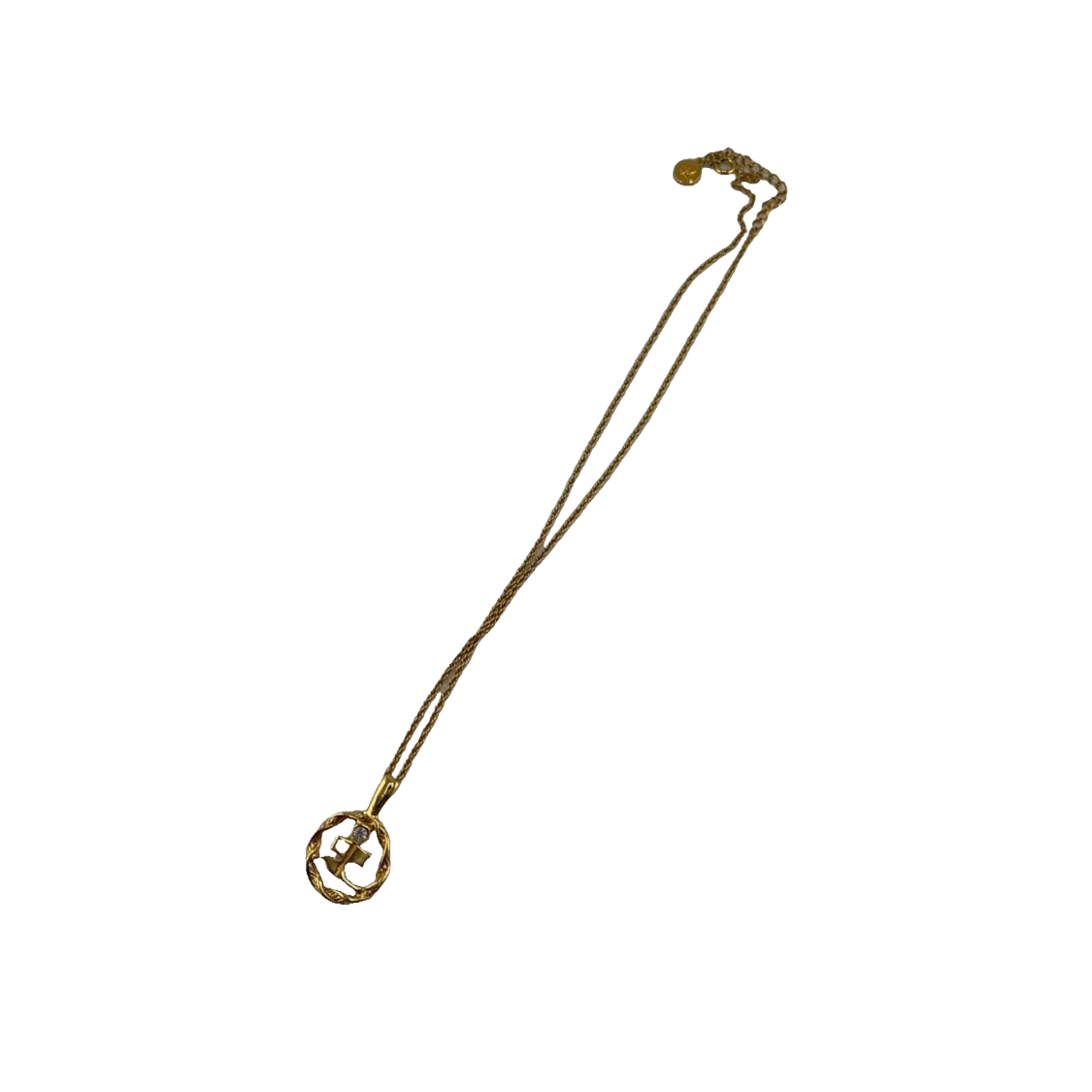 COURRÈGES Collier pendentif initiales AC strass