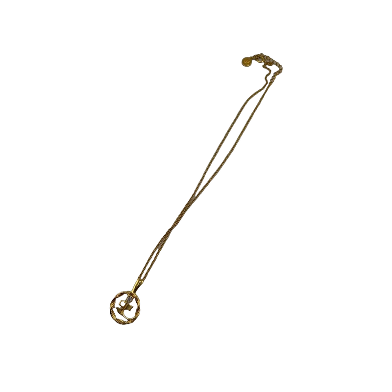 COURRÈGES Collier pendentif initiales AC strass