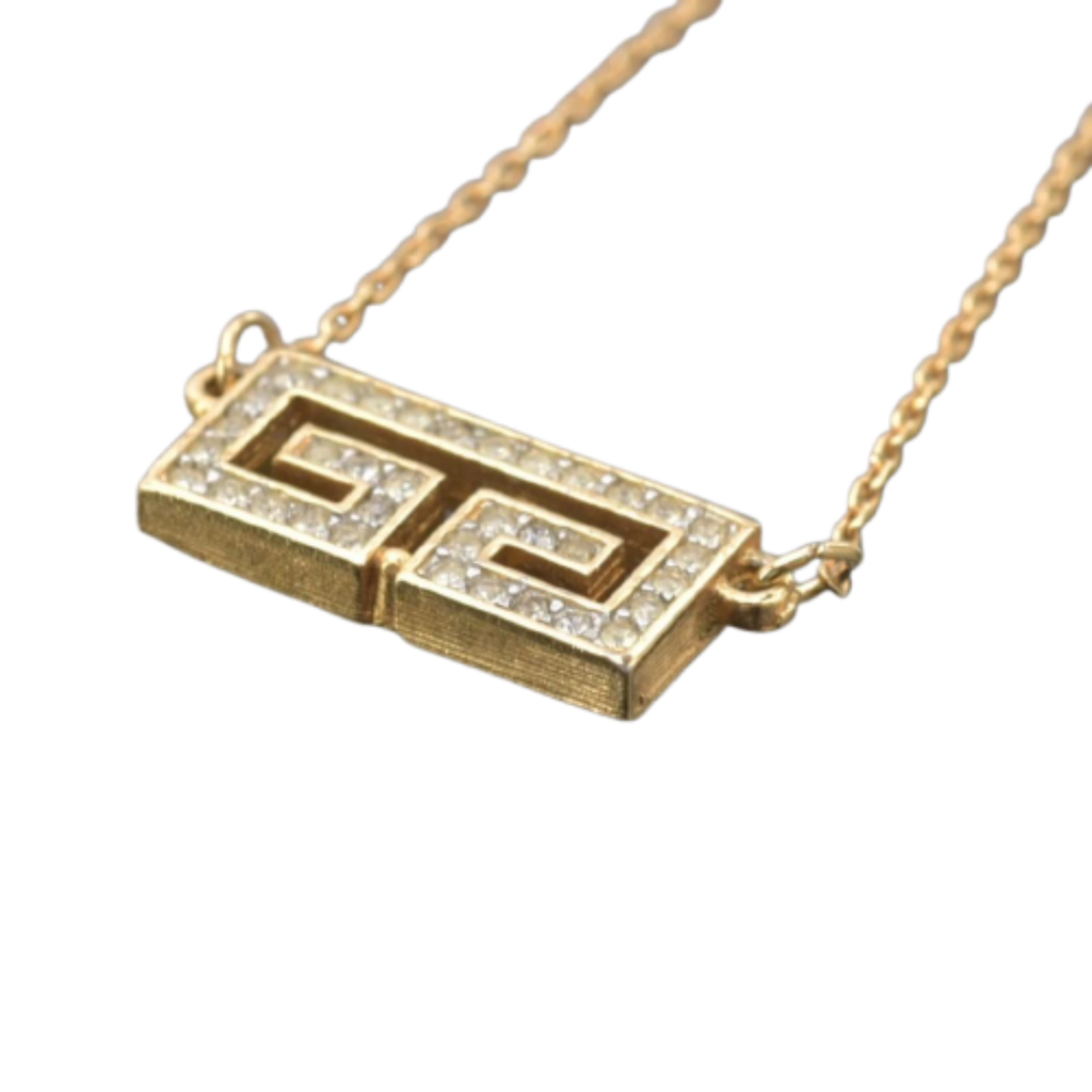 GIVENCHY Collier en or, logo, bijoux en strass, en excellent état