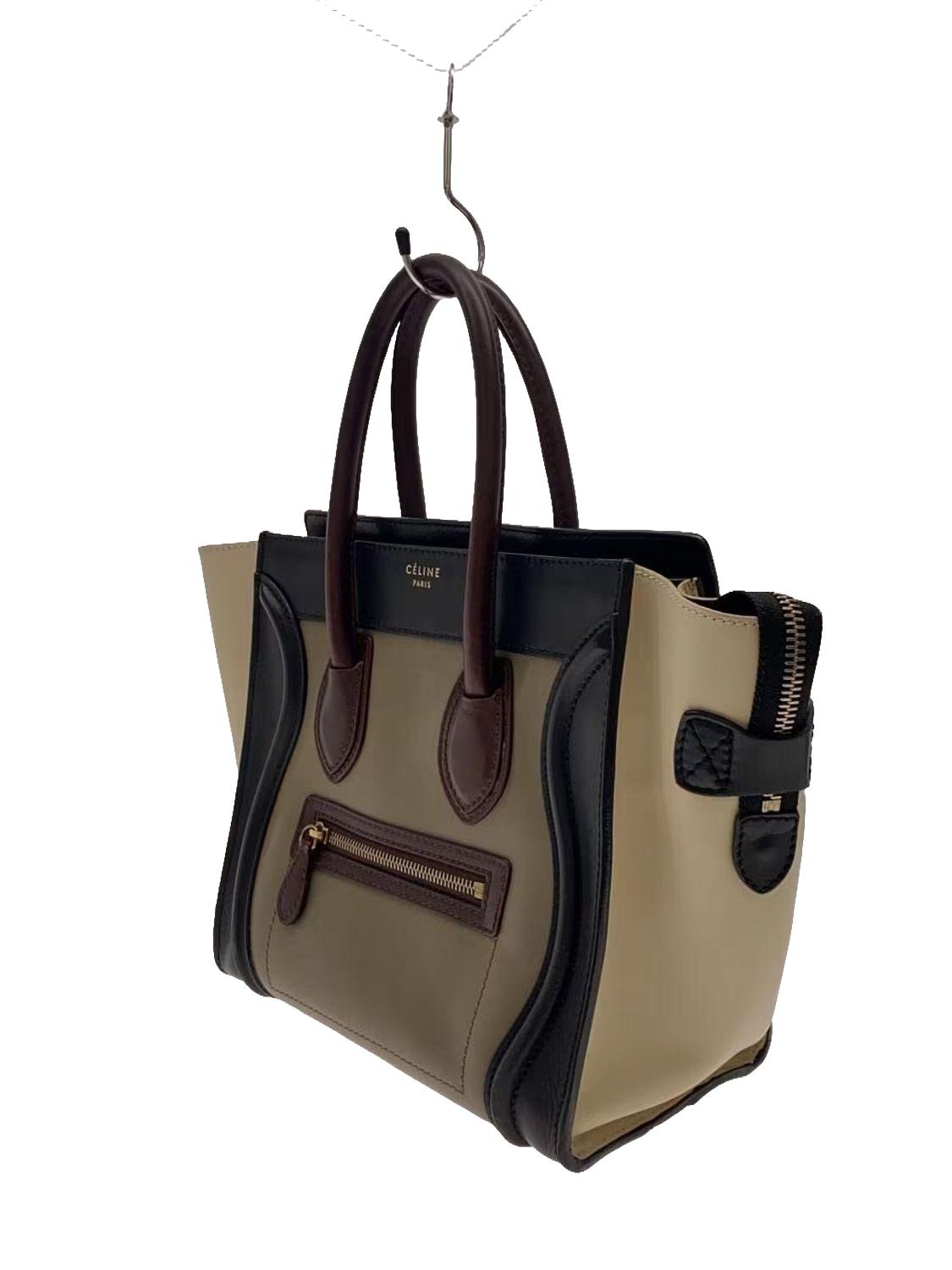 CÉLINE Sac Luggage micro tricolore marron / beige / noir