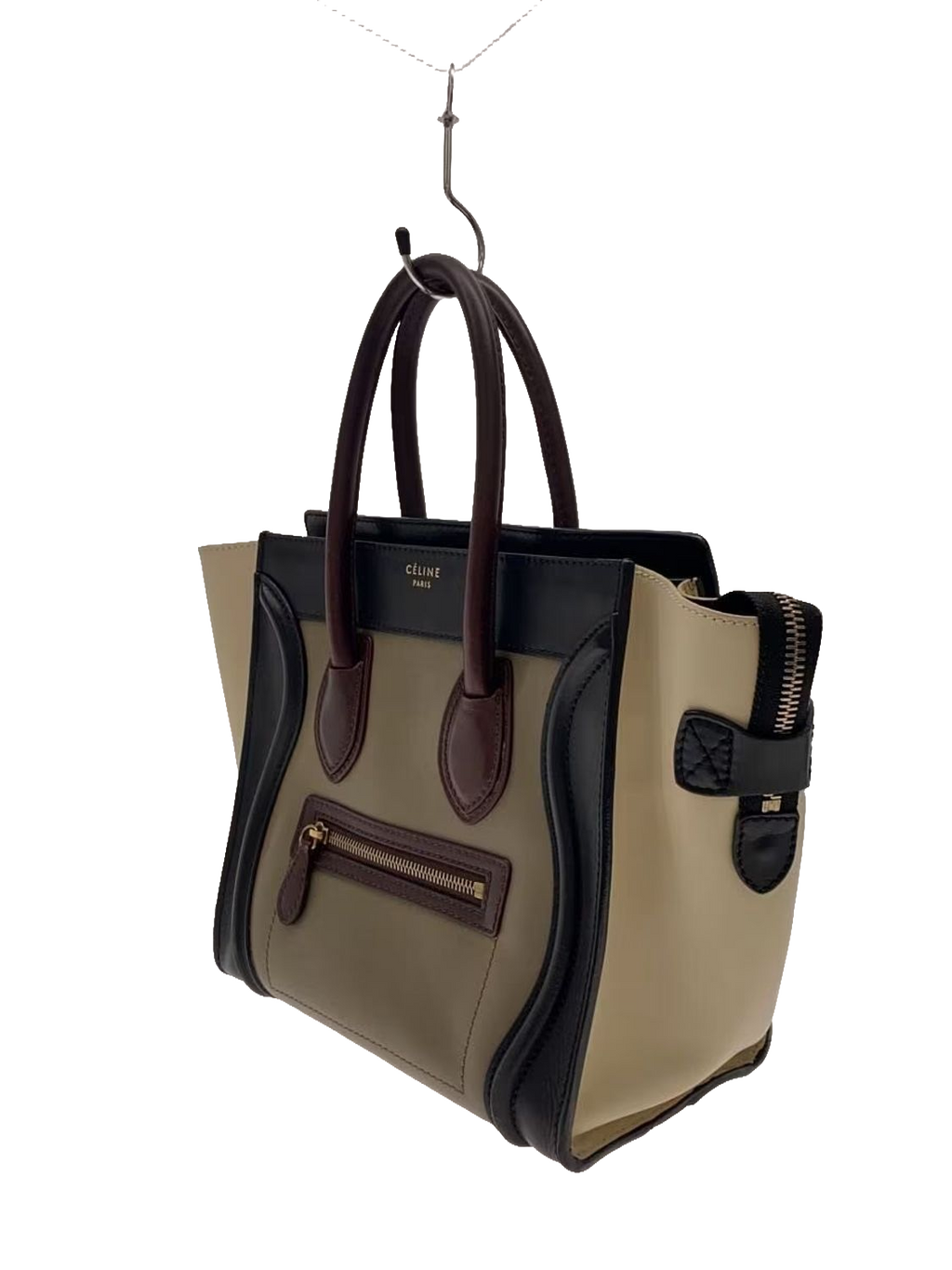 CÉLINE Sac Luggage micro tricolore marron / beige / noir