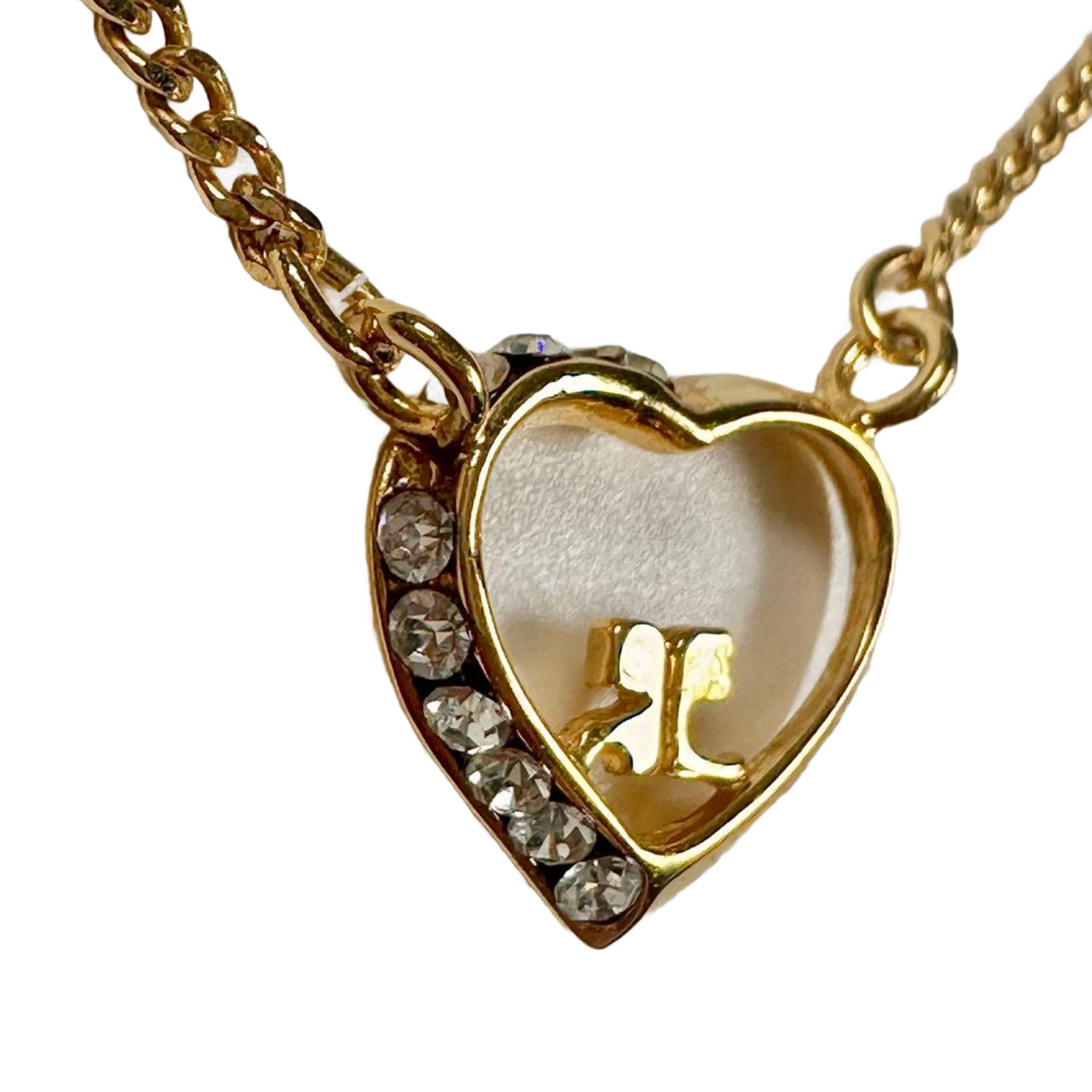 COURRÈGES Collier Cœur Or Logo avec Pierre