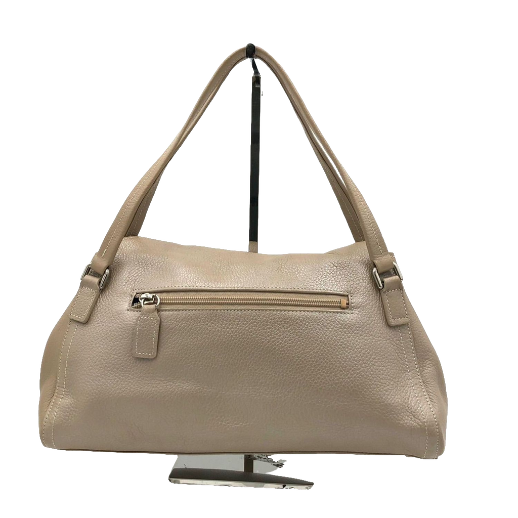 UNGARO Grand sac souple cuir grainé beige taupe logo U
