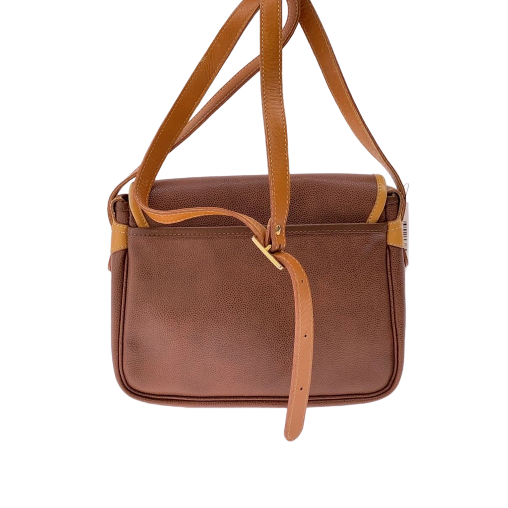 COURRÈGES Sacoche bandoulière cuir marron et cuir Camel