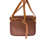 COURRÈGES Sacoche bandoulière cuir marron et cuir Camel