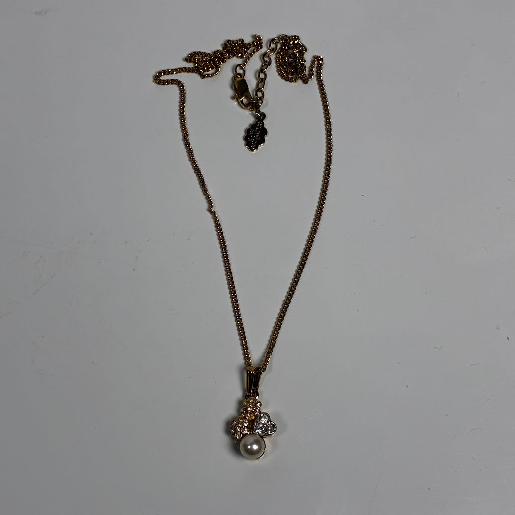 Courreges White Gold-tone Pearl and Rhinestone Necklace