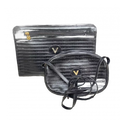 VALENTINO  LOTX2 Mario Valentino 2 pièces Sac bandoulière, pochette cuir noir logo vendu à l'unité