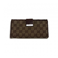 GUCCI Portefeuille long toile GG beige & marron Gucci argenté