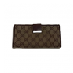 GUCCI Portefeuille long toile GG beige & marron Gucci argenté