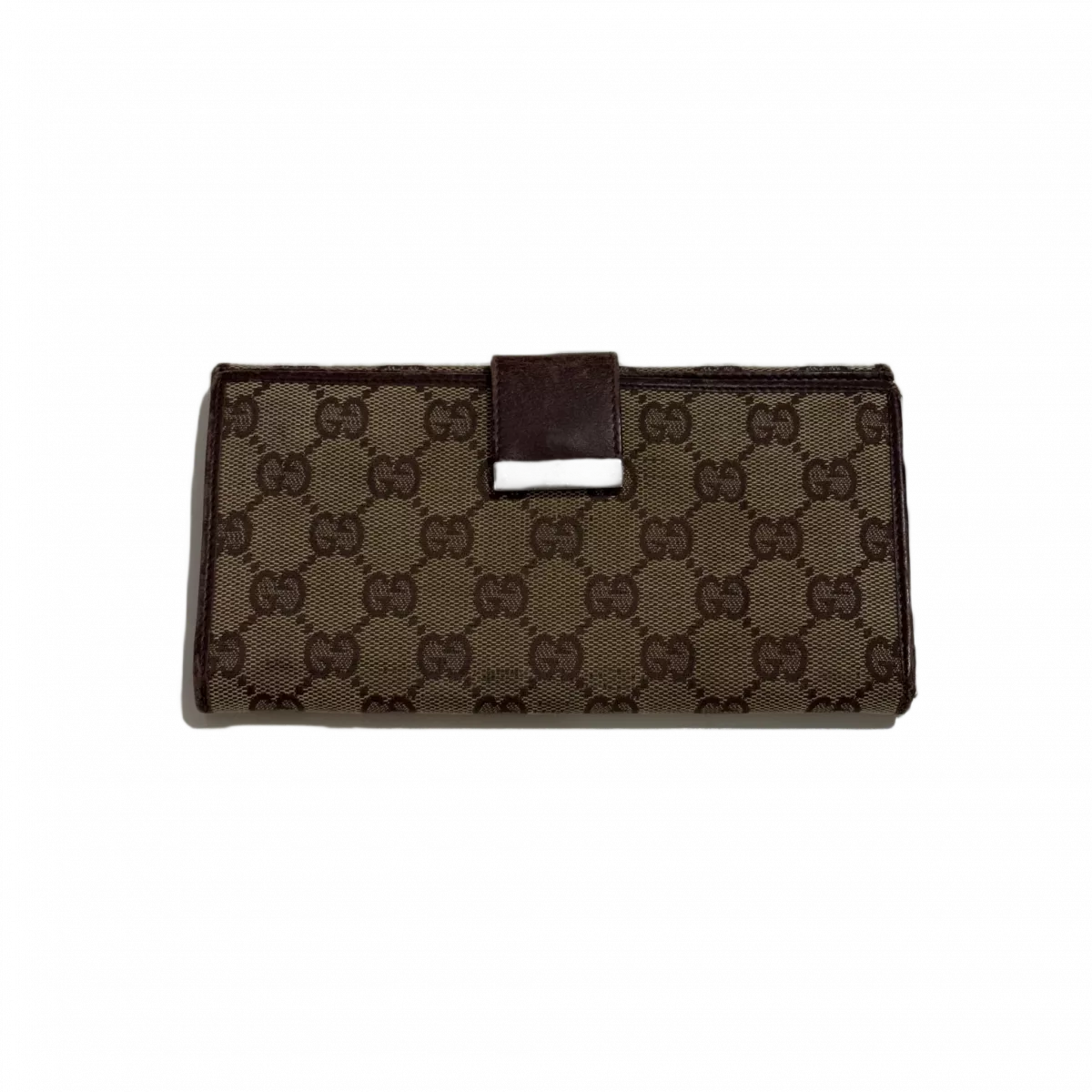 GUCCI Portefeuille long toile GG beige & marron Gucci argenté