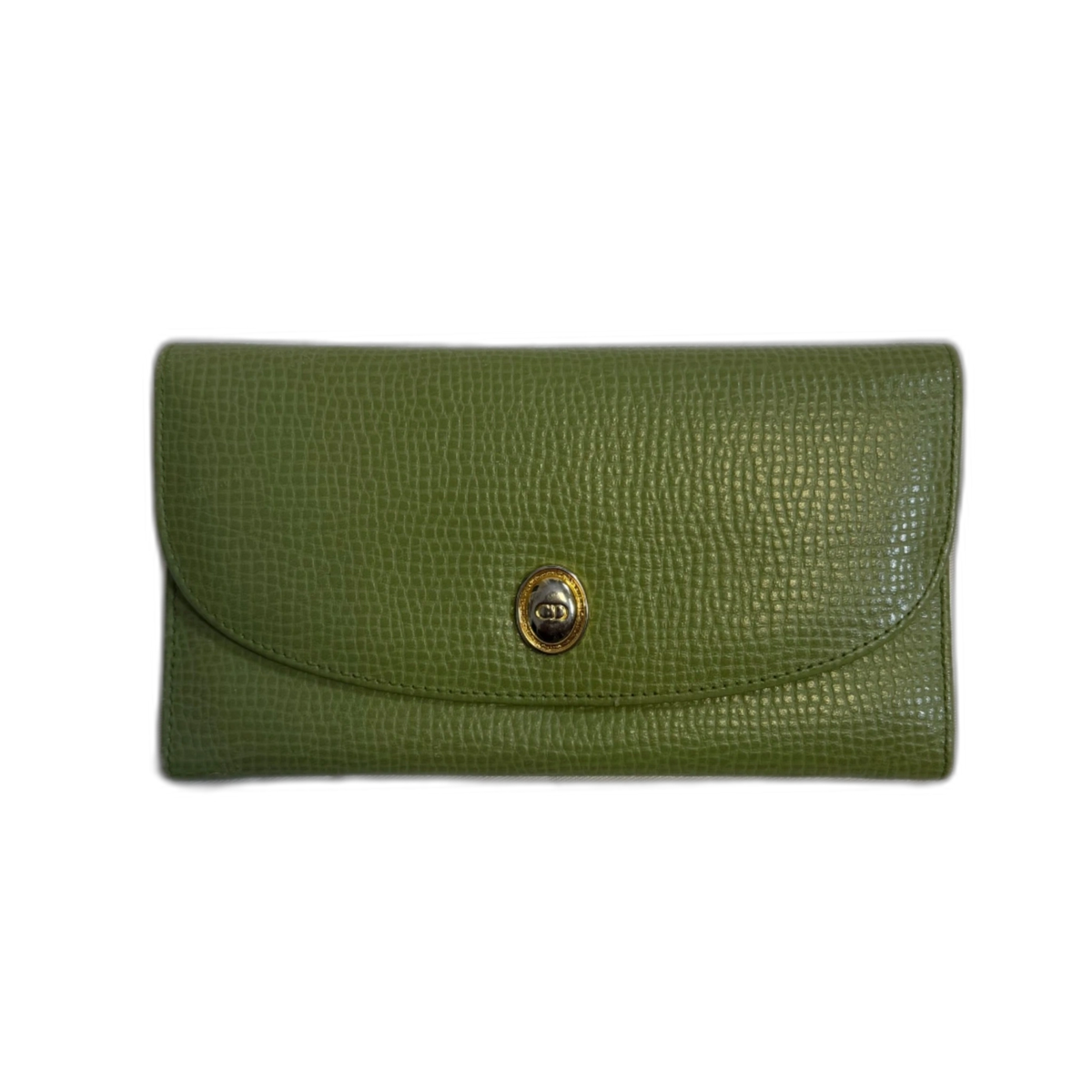 DIOR Portefeuille long Dior vert clair avec logo CD cuir grainé