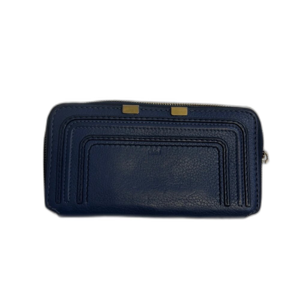 CHLOÉ Portefeuille long Chloé bleu avec finition doré multiple emplacements (tirette changé)