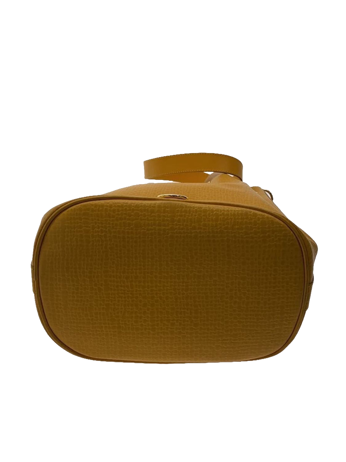 COURRÈGES Sac noé bucket bag cuir jaune moutarde