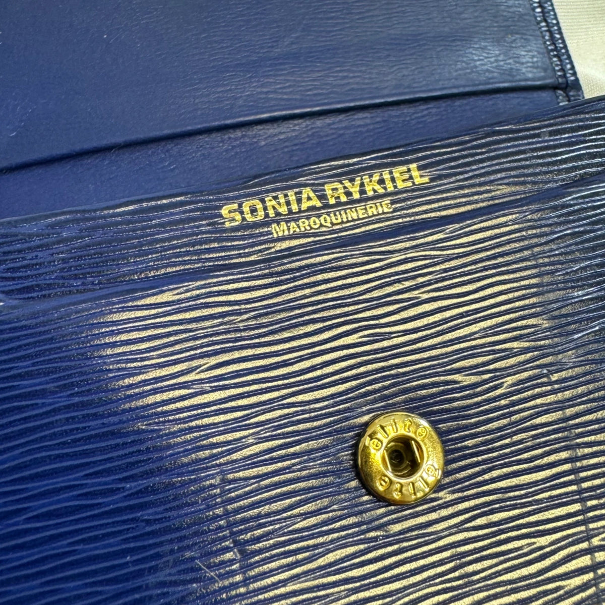SONIA RYKIEL Portefeuille Sonia Rykiel bleu marine logo SR plaque doré
