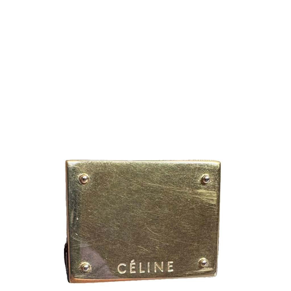 Celine Handbag Medium Black Blue Beige Trapeze Tri-Color Leather Suede