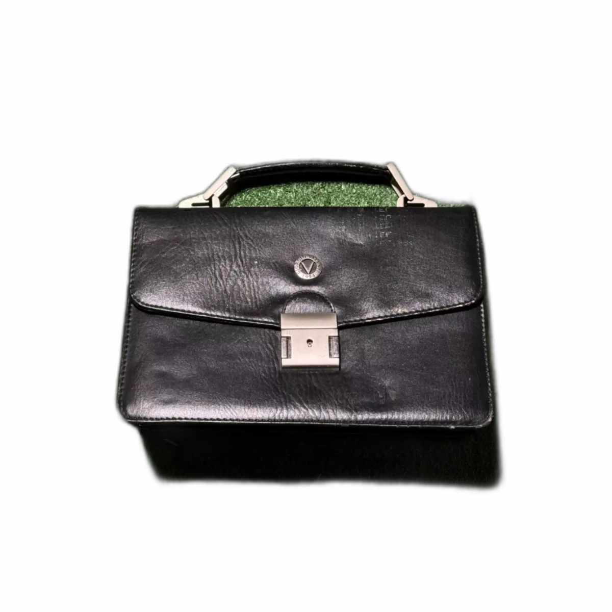 VALENTINO Mallette en cuir noir Giorgio Valenti