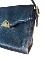Ungaro Black Embossed Leather Top Handle Handbag
