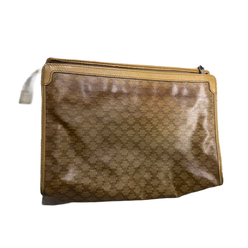 CELINE Pochette en toile Macadam marron monogrammée