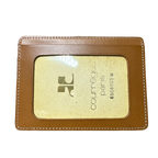 Courrèges Card Holder Brown Leather Vintage Slim ID Window Case
