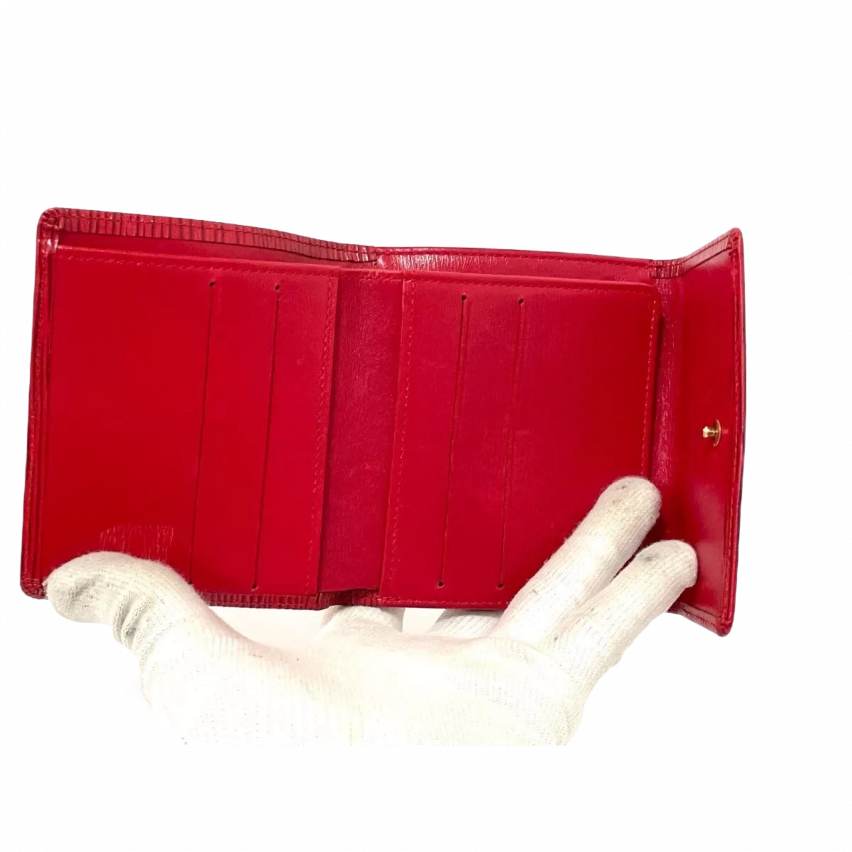 LOUIS VUITTON Portefeuille LV cuir épi rouge