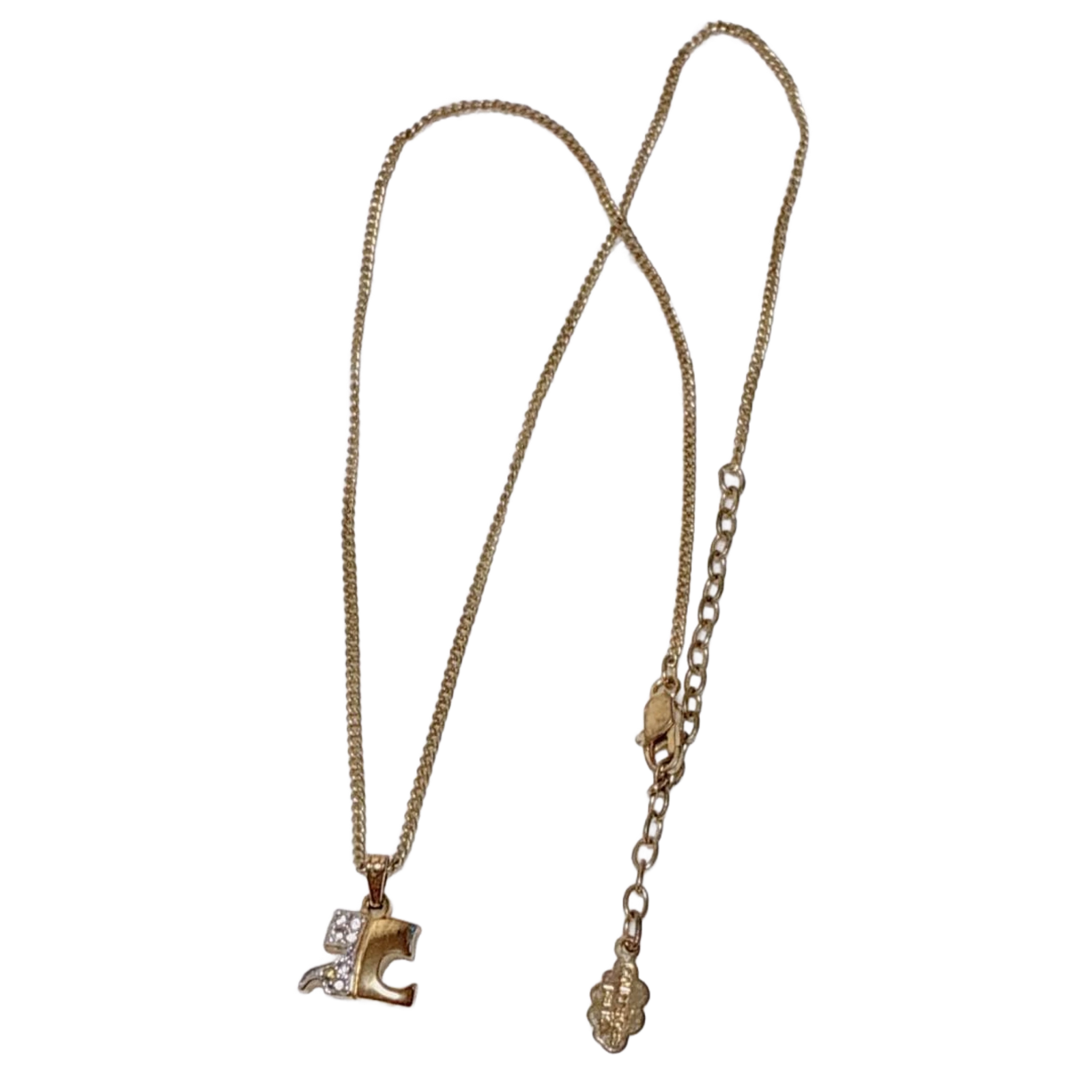 COURRÈGES Collier initiale logo ac or et strass