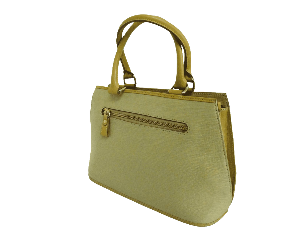 Nina Ricci Handbag Beige Textured Leather Vintage Top Handle Bag