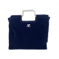 COURRÈGES sac velour bleu marine anse carré
