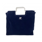 COURRÈGES sac velour bleu marine anse carré