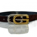 GUCCI Ceinture cuir véritable daim marron boucle GG.