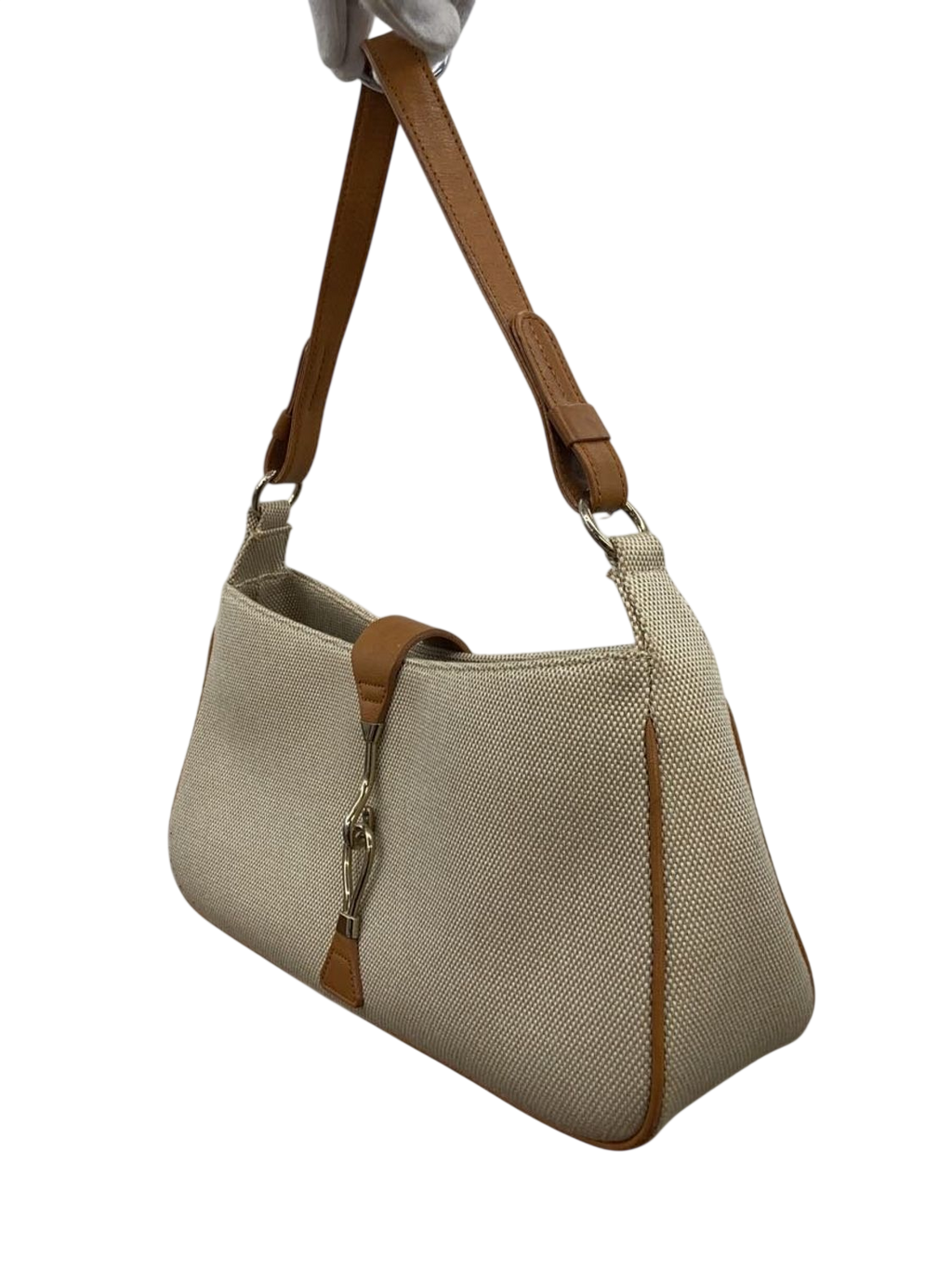 Ungaro Beige Canvas & Leather Shoulder Bag