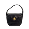 UNGARO Sac de soirée cuir lézard noir fermoir strass doré
