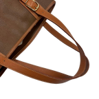 COURRÈGES Tote bag toile enduite marron / camel logo AC