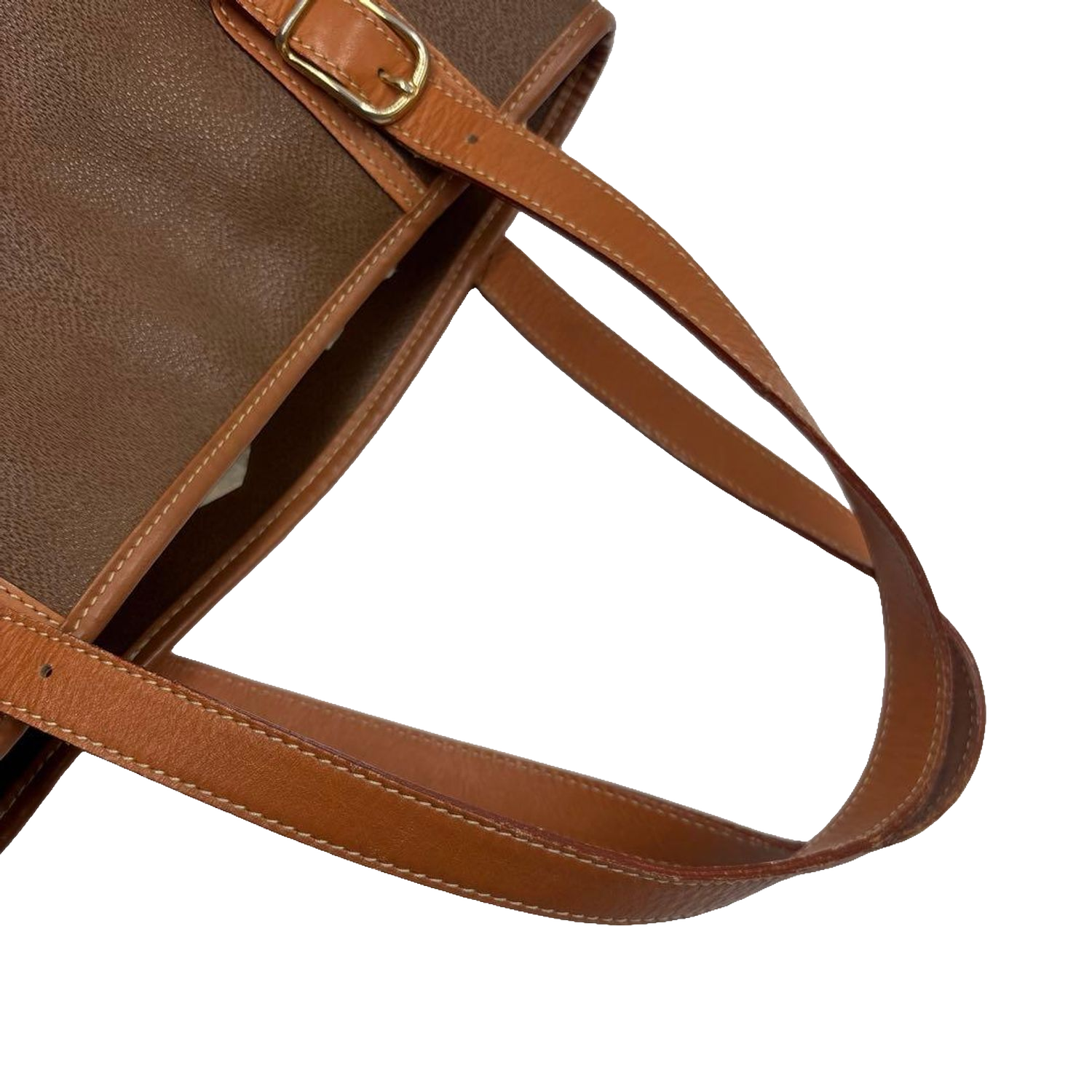 COURRÈGES Tote bag toile enduite marron / camel logo AC