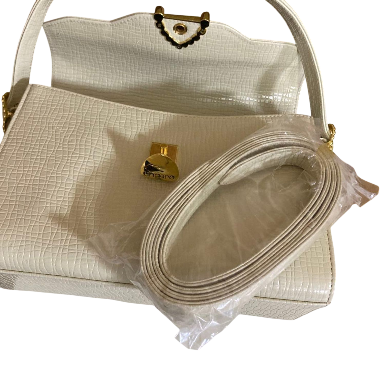 Ungaro Cream Leather Top Handle Bag