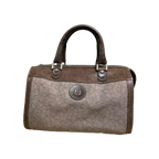 Ungaro Handbag Brown Grey Vintage Monogram Boston Satchel Top Handle Bag