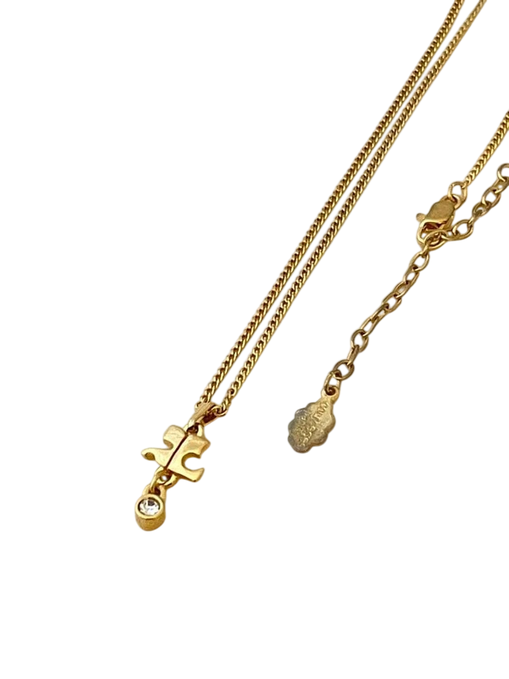Courrèges Gold-Tone Logo Charm Necklace with Crystal
