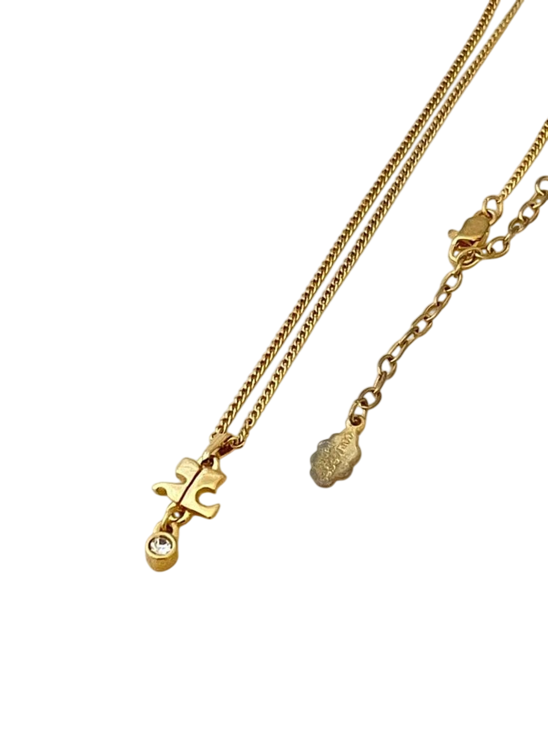 Courrèges Gold-Tone Logo Charm Necklace with Crystal