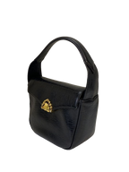 UNGARO Sac de soirée cuir lézard noir fermoir strass doré