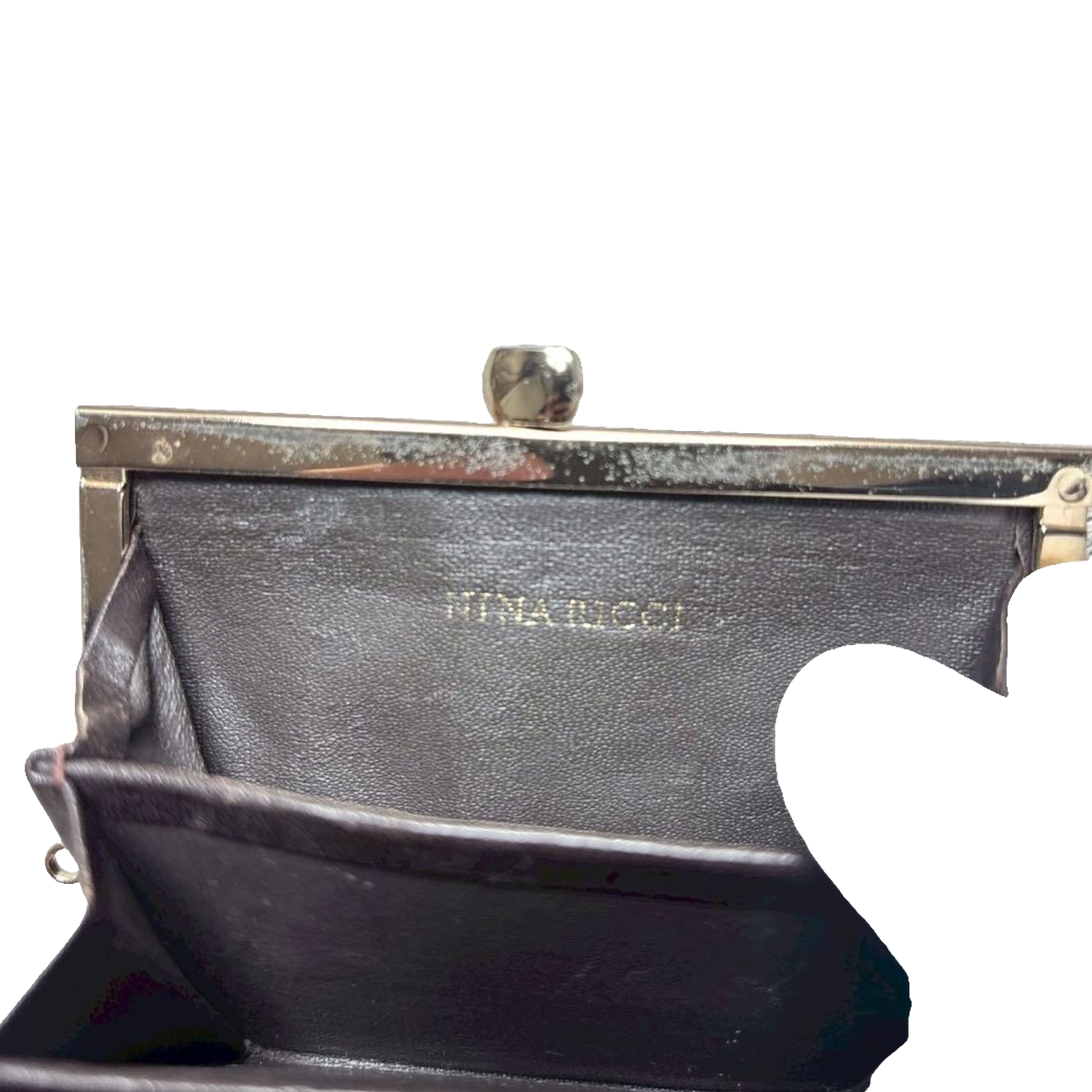Nina Ricci Coin Purse Brown Vintage Clasp Wallet Leather