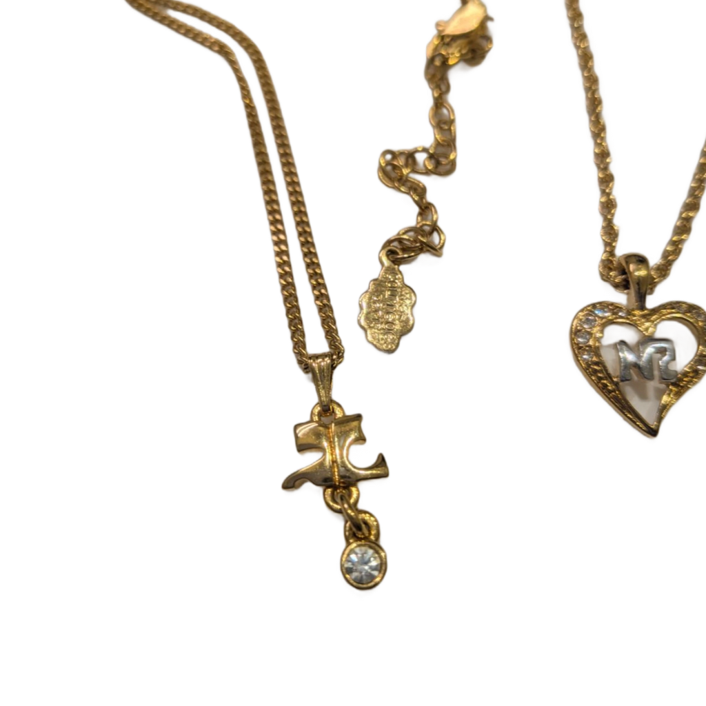 Lotx2 Collier Courreges (logo ac et perle) et Nina Ricci (coeur et logo nr argent)