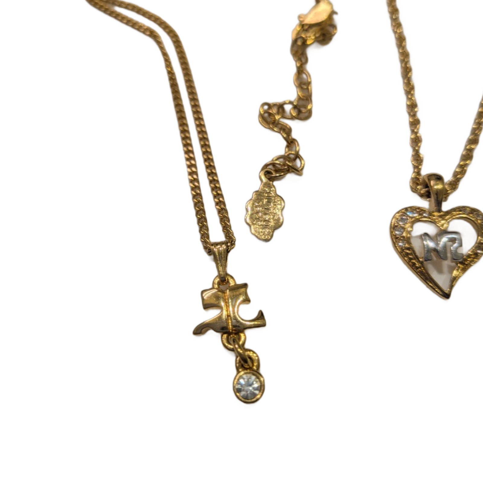 Lotx2 Collier Courreges (logo ac et perle) et Nina Ricci (coeur et logo nr argent)