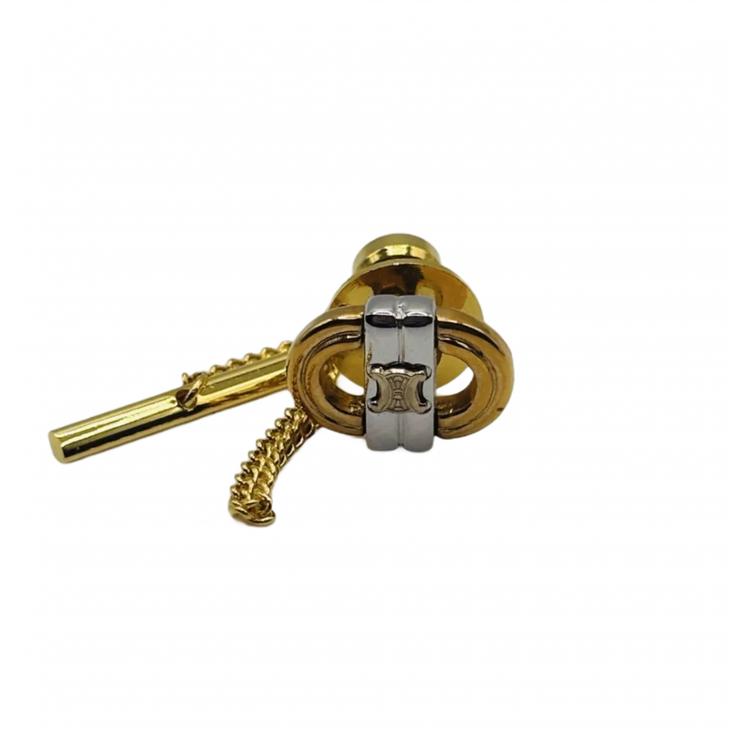 CELINE  Broche Or x Argent Triomphe Business Gentleman WBOITE