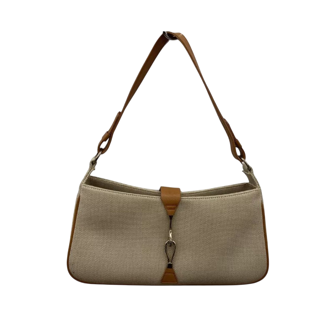 Ungaro Beige Canvas & Leather Shoulder Bag