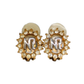 NINA RICCI Boucles d'oreilles en excellent état ornées du logo NR et de strass