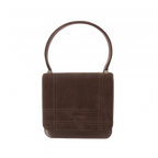 COURRÈGES Sac à main cuir suédé MARRON petit femme forme carrée