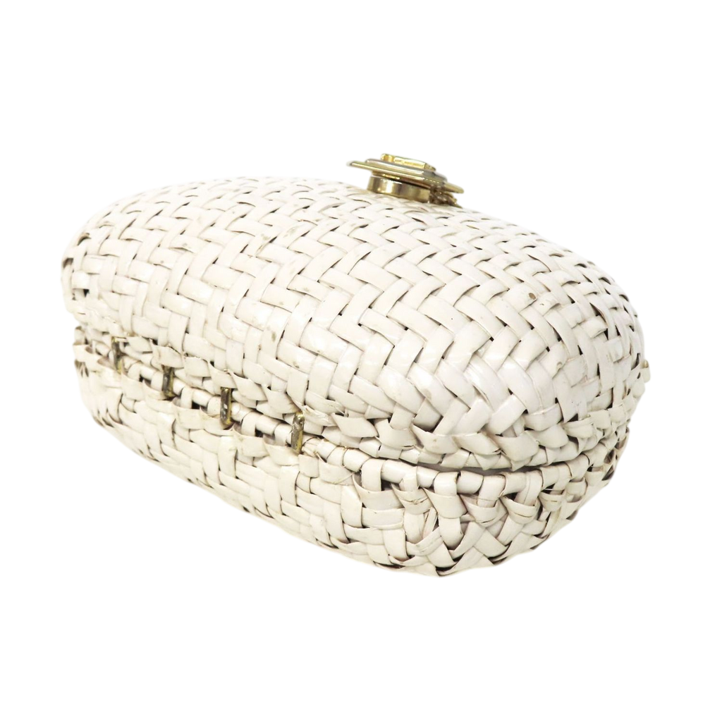 Courrèges Elegant White Woven Mini Bag with Chain Strap