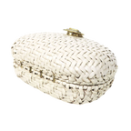 Courrèges Elegant White Woven Mini Bag with Chain Strap