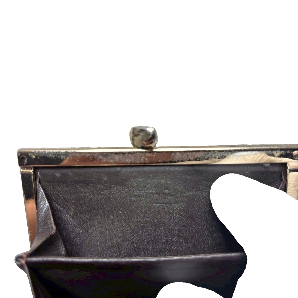 Nina Ricci Coin Purse Brown Vintage Clasp Wallet Leather