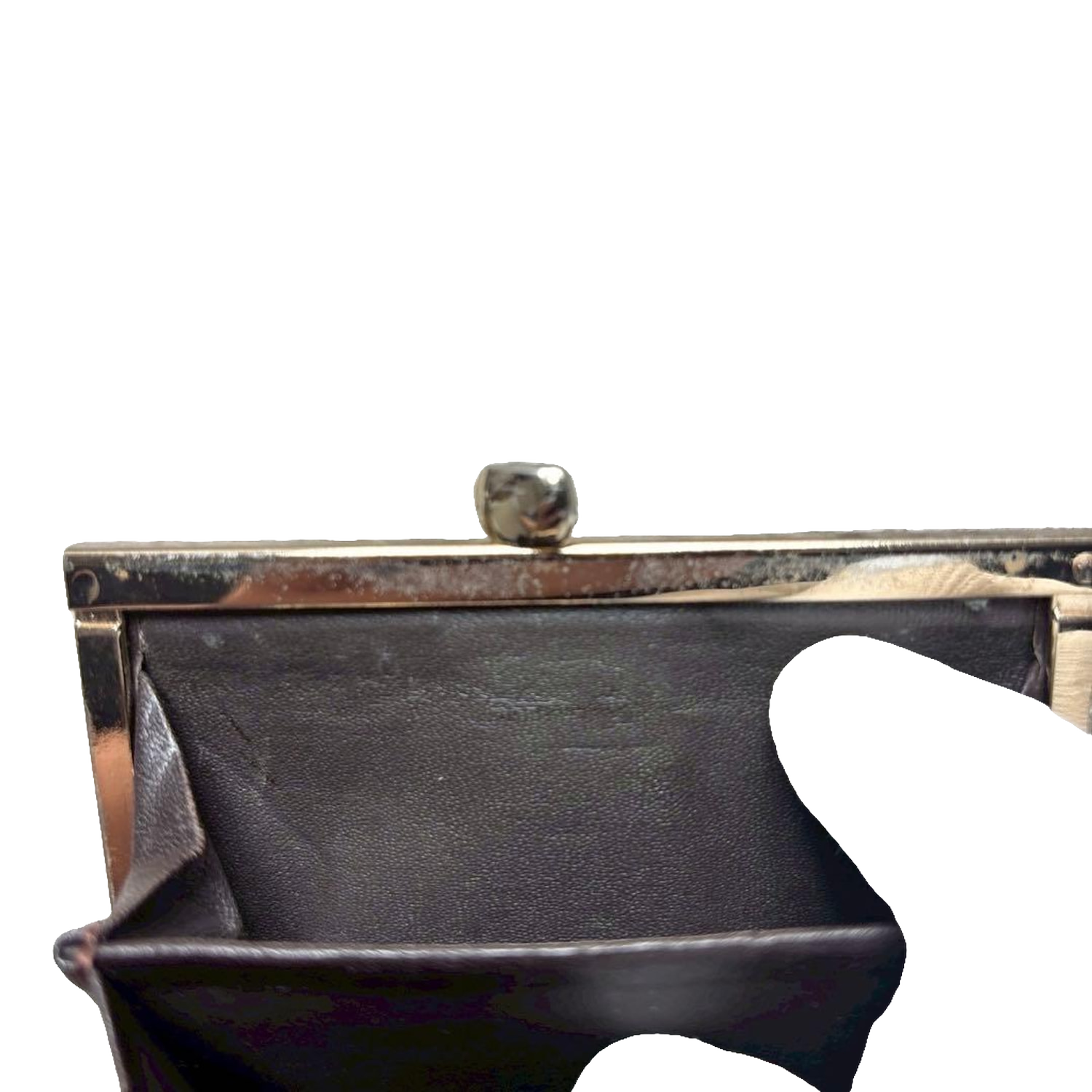 Nina Ricci Coin Purse Brown Vintage Clasp Wallet Leather