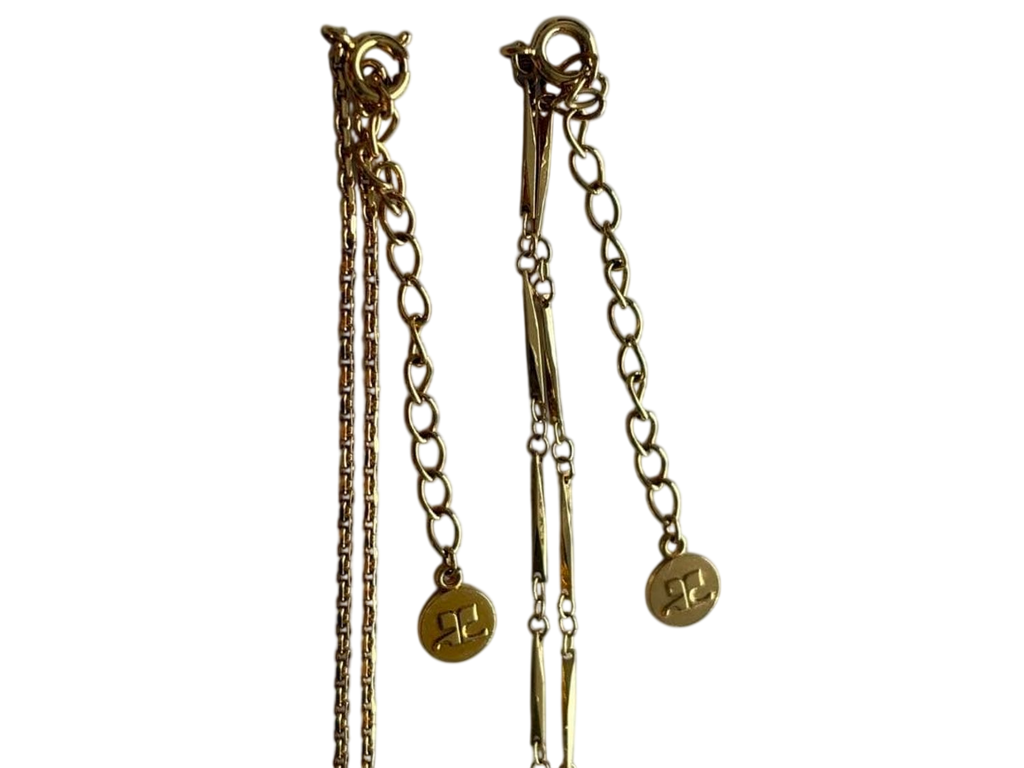 Courrèges Gold Tone Necklaces with Pearl and Beaded Pendants